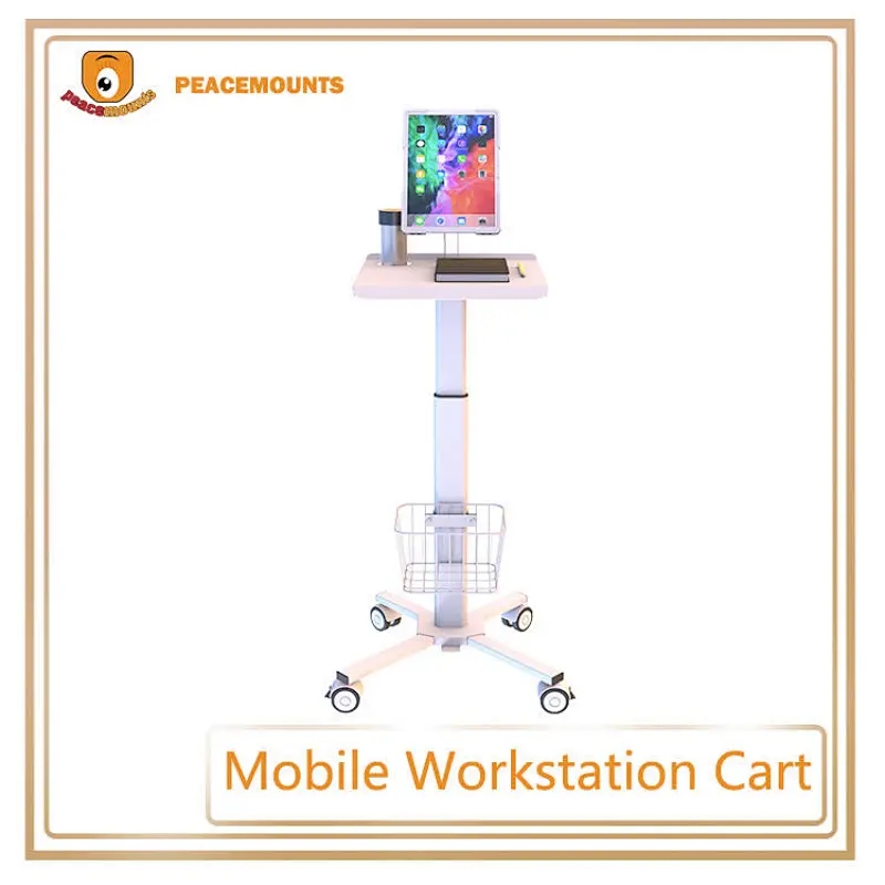 All in one workstation Height Adjustable Mobile Medical Laptop Cart Tablet VESA Hospital trolley for dental clinic